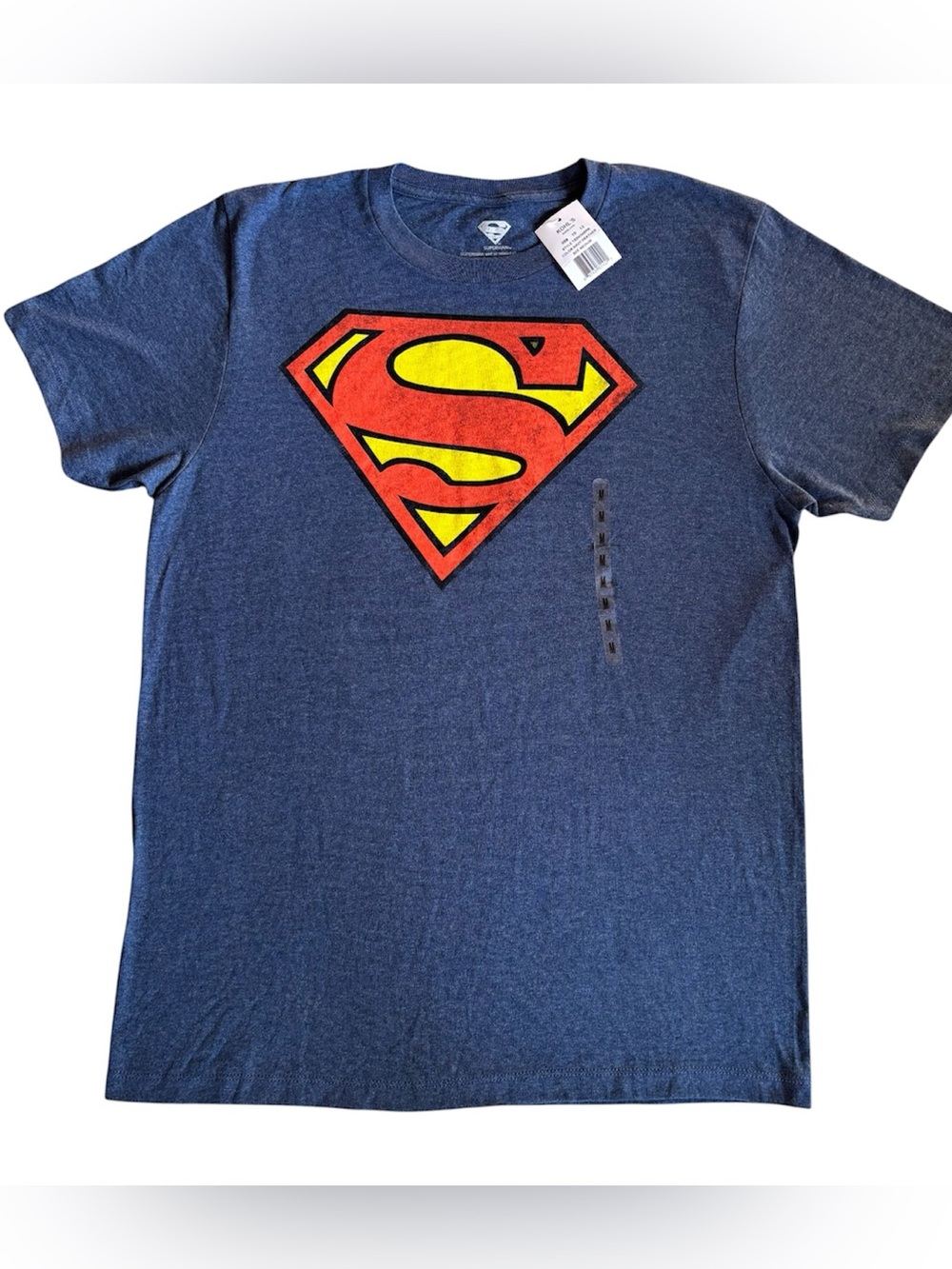 Men's or women's Superman short sleeve tee size medium in a navy heather blue NW